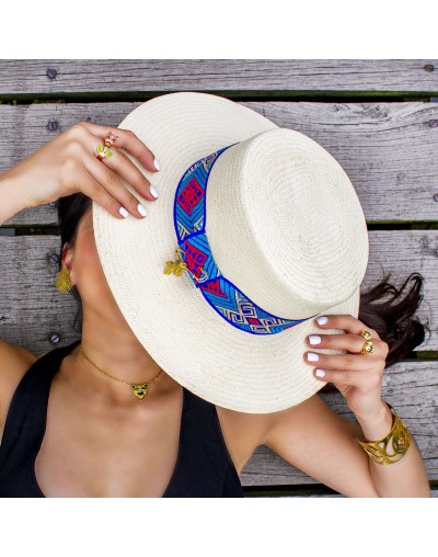 Sombrero Canotier gancho monstera Ana Martin