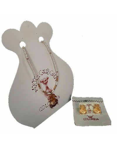 Set collar y aretes necklace and earring set Rostro nativo Cultura Quimbaya Native face Quimbaya culture