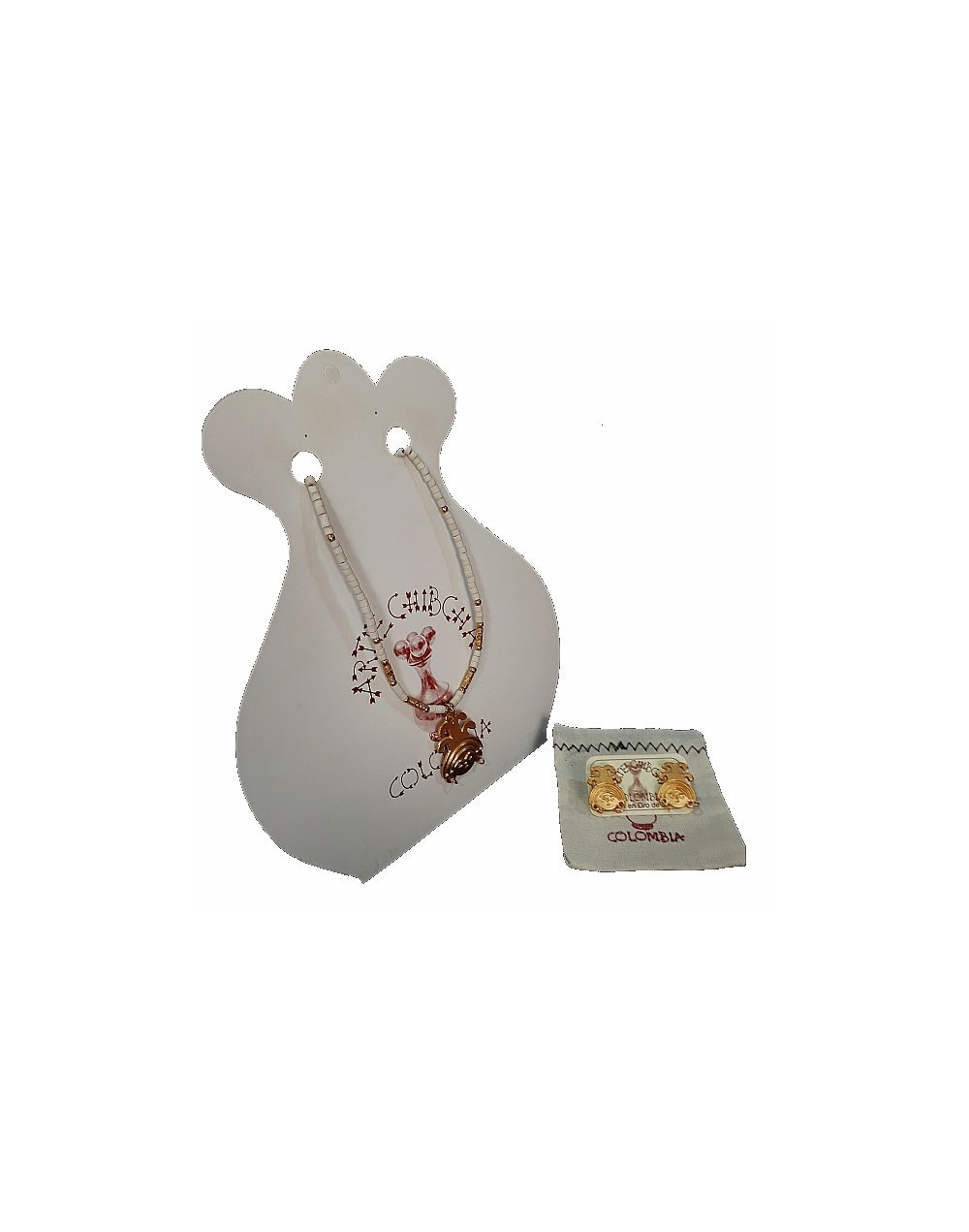 Set collar y aretes necklace and earring set Rostro nativo Cultura Quimbaya Native face Quimbaya culture
