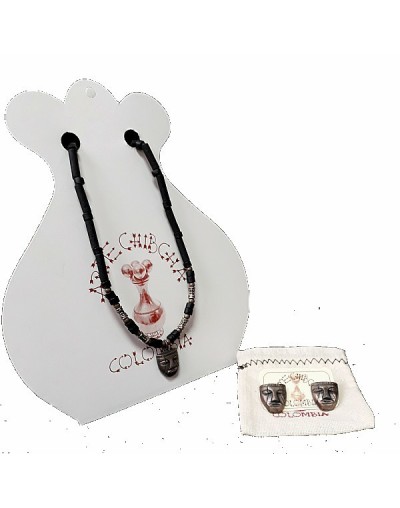 Set collar y aretes Necklace and earring set Rostro nativo Cultura Quimbaya Native face Quimbaya culture