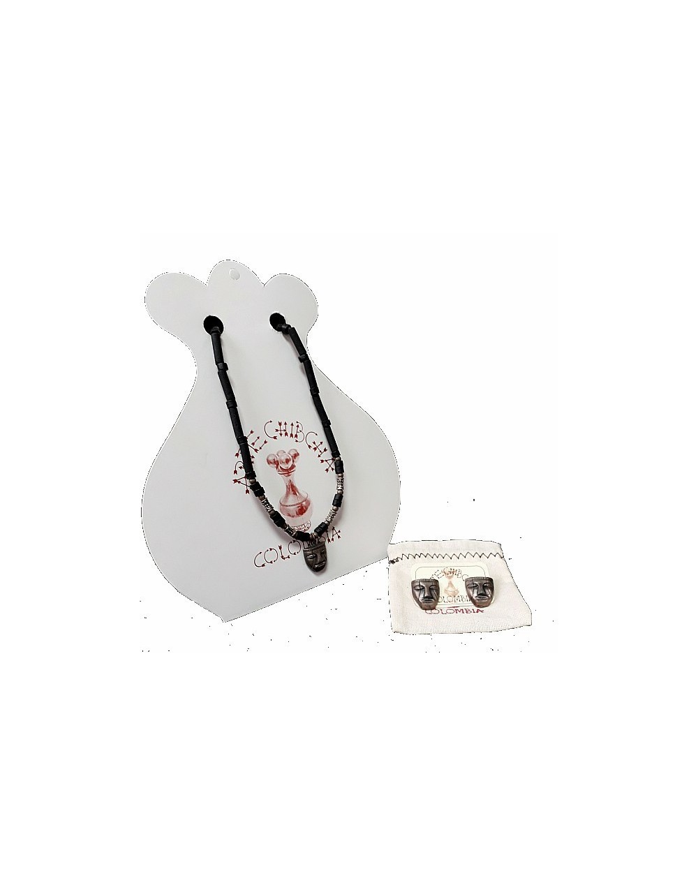 Set collar y aretes Necklace and earring set Rostro nativo Cultura Quimbaya Native face Quimbaya culture
