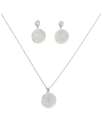Cadena con aretes tejidos en plata 
