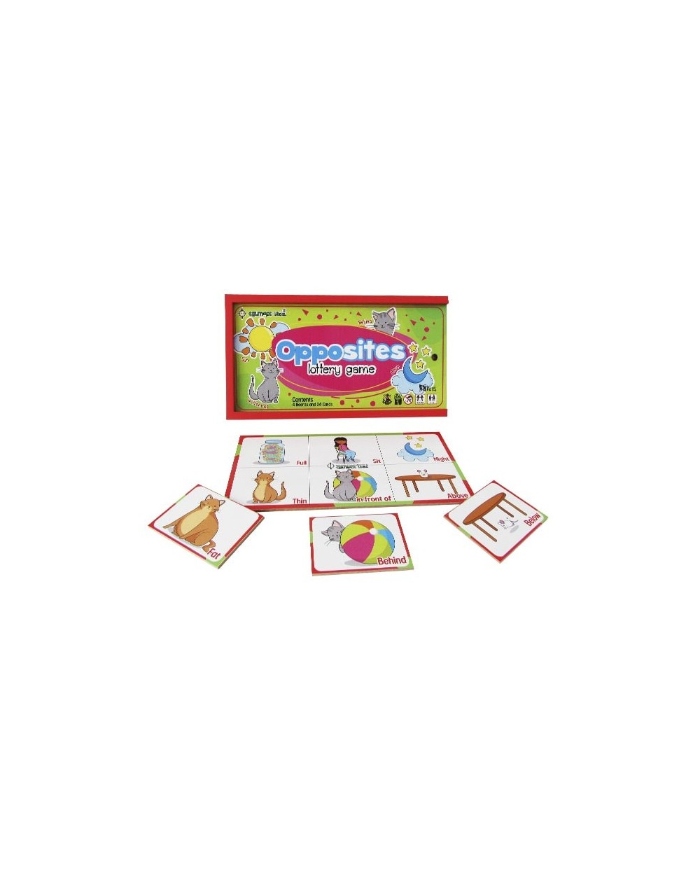 Lotería de opuestos en inglés para niños