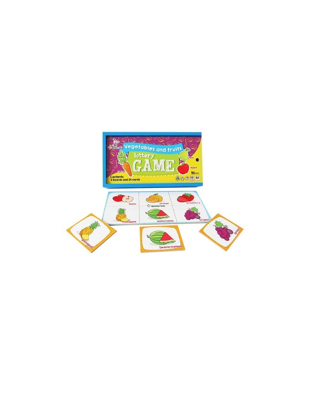 Lotería de vegetales y frutas en inglés para niños