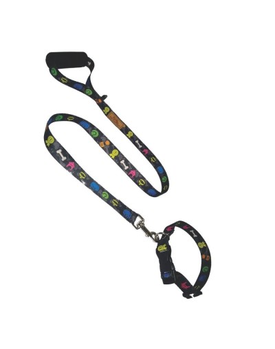 Juego collar y trailla estampada 1 grande