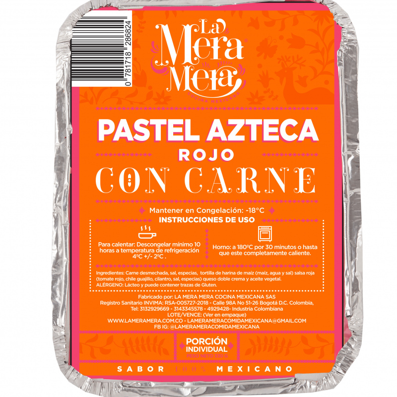 Pastel Azteca Rojo con carne
