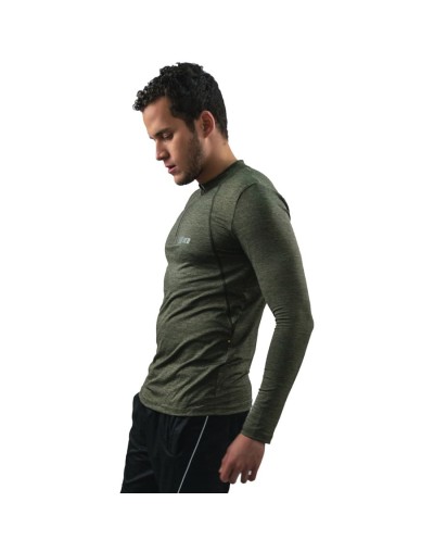 Camibuso de hombre deportivo tipo polo manga larga verde oliva