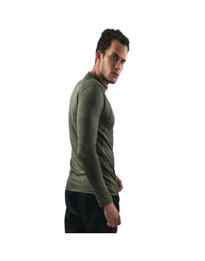 Camibuso de hombre deportivo tipo polo manga larga verde oliva