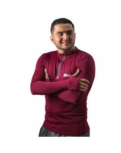 Camibuso de hombre deportivo tipo polo manga larga bordo