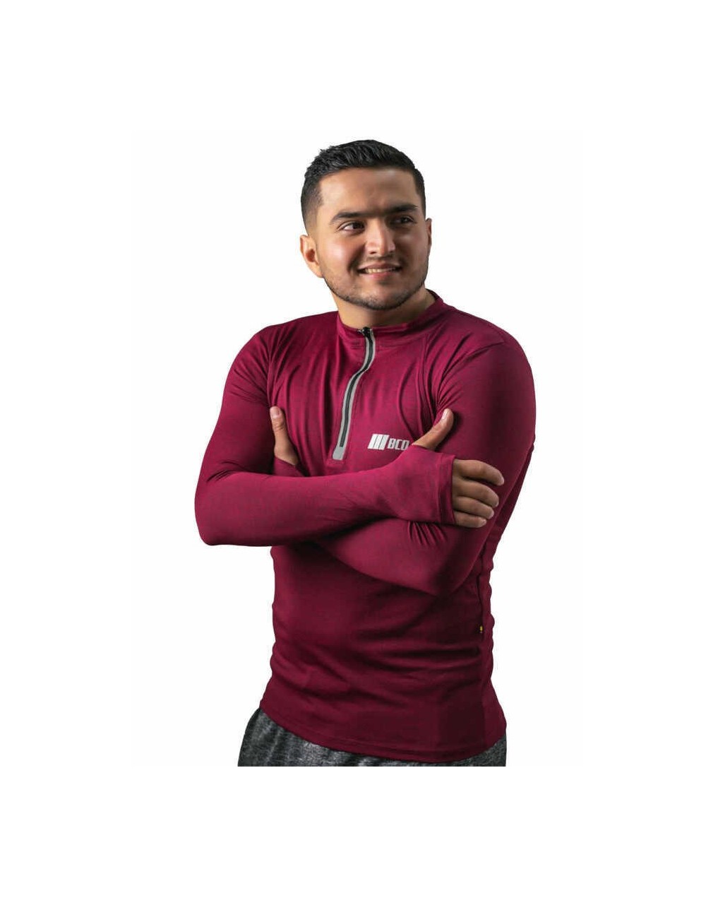 Camibuso de hombre deportivo tipo polo manga larga bordo