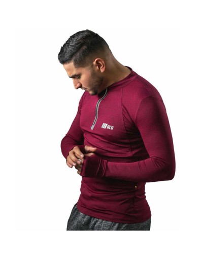Camibuso de hombre deportivo tipo polo manga larga bordo