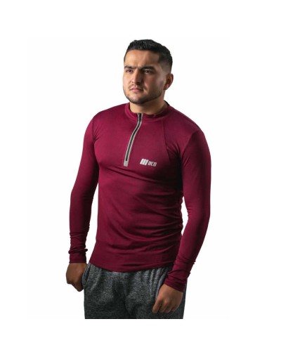 Camibuso de hombre deportivo tipo polo manga larga bordo