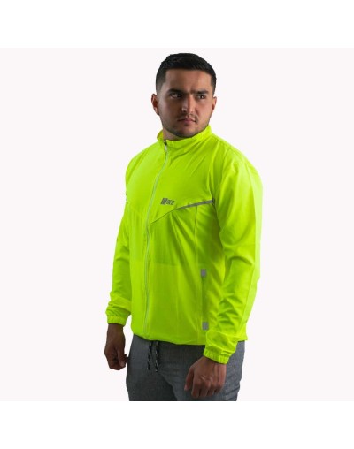 Chaqueta ligera deportiva cortavientos amarillo neón