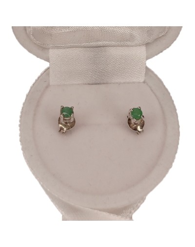 Aretes tipo topos en plata925 con esmeralda
