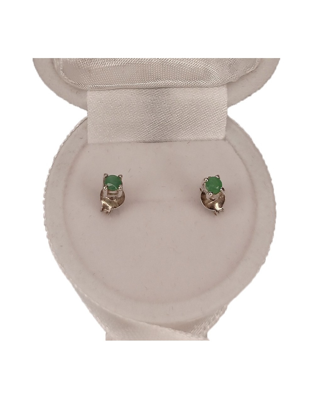 Aretes tipo topos en plata925 con esmeralda