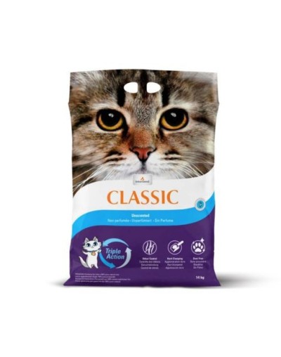 Arena premium para gato  marca classic sin aroma x 14 kg