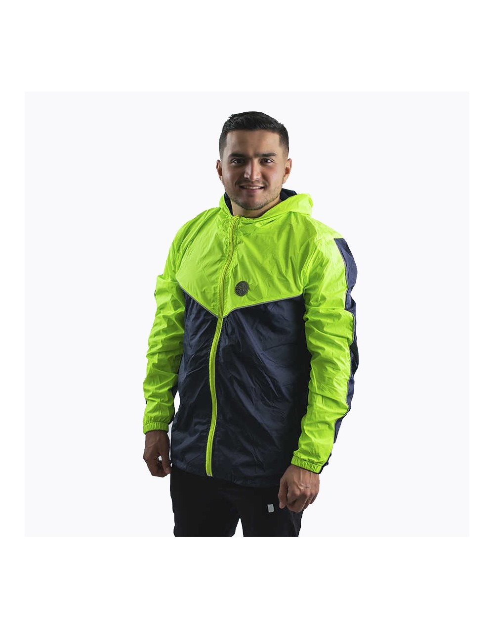 Chaqueta deportiva rompevientos con forro interno azul