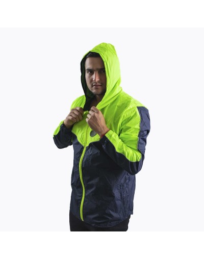 Chaqueta deportiva rompevientos con forro interno azul
