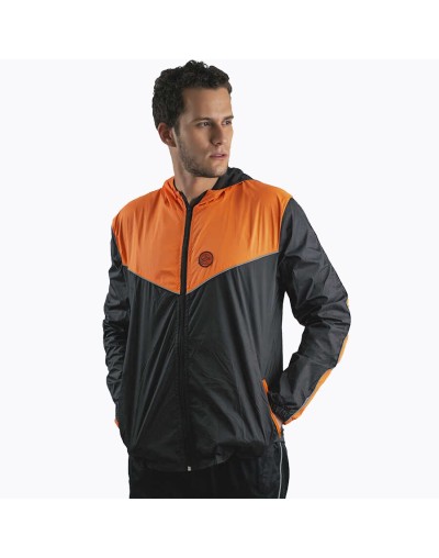 Chaqueta deportiva rompevientos con forro interno naranja