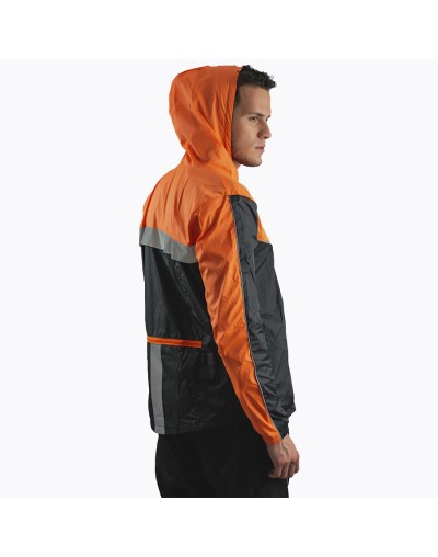 Chaqueta deportiva rompevientos con forro interno naranja