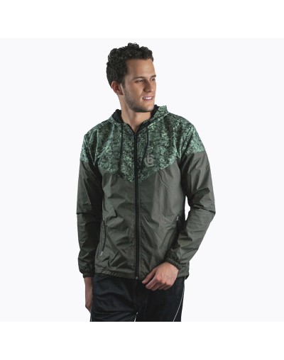 Chaqueta casual deportiva cortavientos sublimada verde oliva