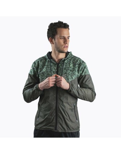 Chaqueta casual deportiva cortavientos sublimada verde oliva