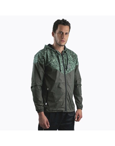 Chaqueta casual deportiva cortavientos sublimada verde oliva
