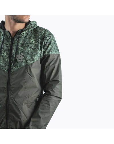 Chaqueta casual deportiva cortavientos sublimada verde oliva