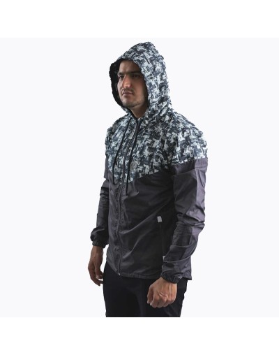 Chaqueta casual deportiva cortavientos sublimada gris 