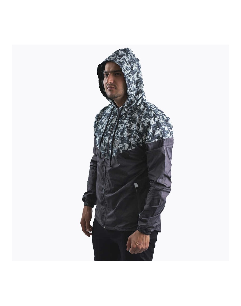 Chaqueta casual deportiva cortavientos sublimada gris 
