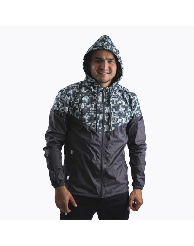 Chaqueta casual deportiva cortavientos sublimada gris 