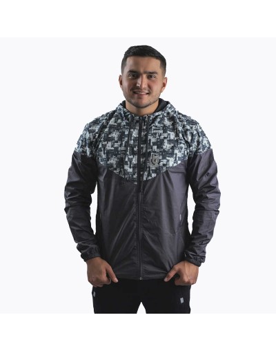 Chaqueta casual deportiva cortavientos sublimada gris 