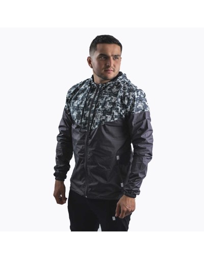 Chaqueta casual deportiva cortavientos sublimada gris 