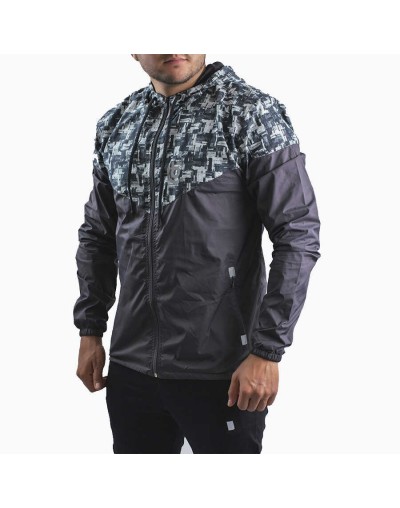 Chaqueta casual deportiva cortavientos sublimada gris 