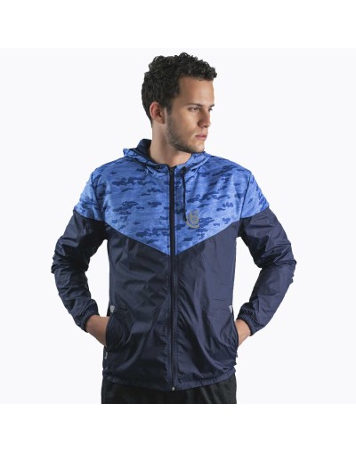 Chaqueta casual deportiva cortavientos sublimada azul oscuro 