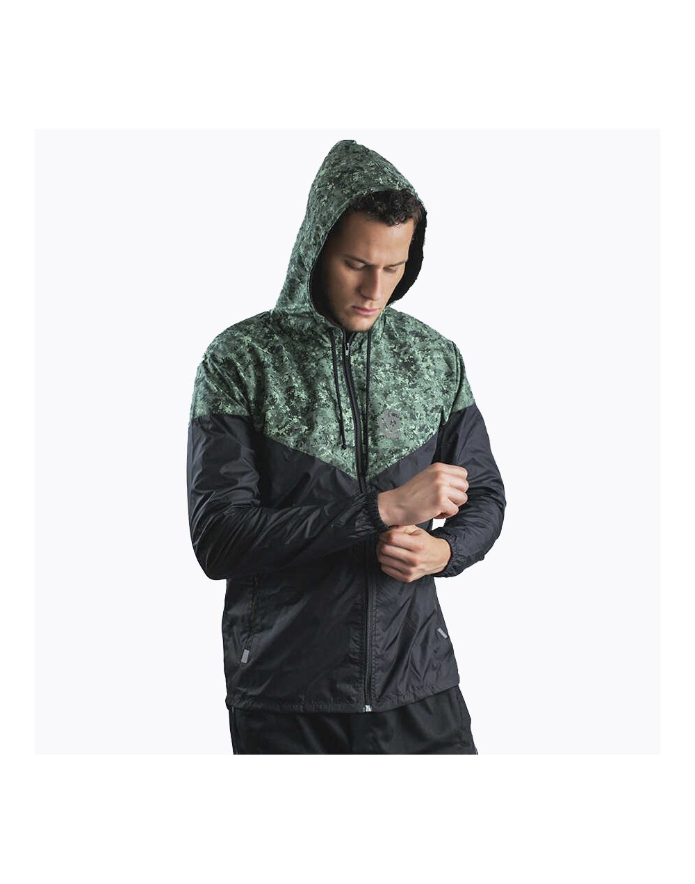Chaqueta casual deportiva cortavientos sublimada negro