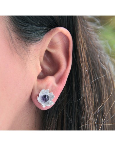 TOPOS FLOR DE LOTO PLATA CON AMATISTA