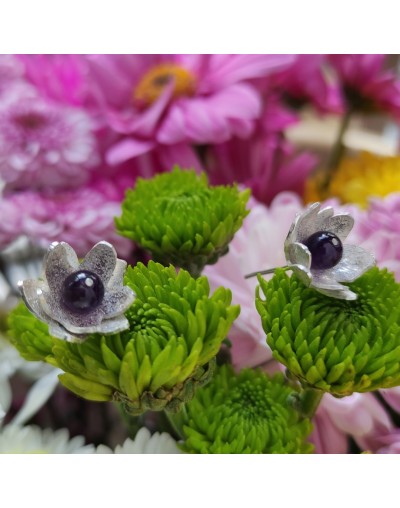 TOPOS FLOR DE LOTO PLATA CON AMATISTA