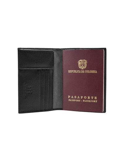 Porta pasaporte sencillo Negro