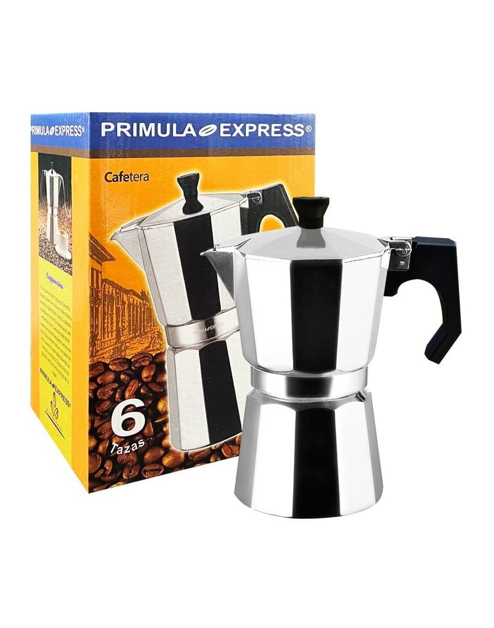Cafetera Moka Primula Express Plateada 6 Tazas de espresso 270 ml