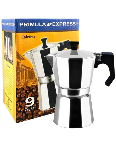 Cafetera Moka Primula Express Plateada 9 Tazas de espresso 420 ml