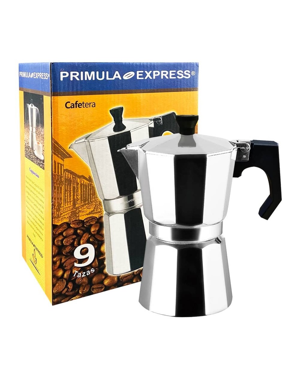 Cafetera Moka Primula Express Plateada 9 Tazas de espresso 420 ml