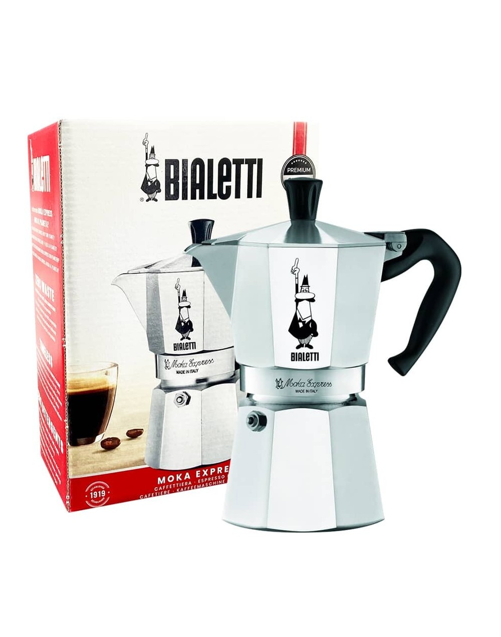 Cafetera Moka Bialetti Express Plateada 3 Tazas de espresso 130 ml