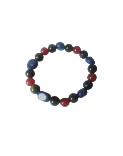 Pulsera lapislázuli cornalina y obsidiana dorada