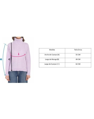 Saco trenza completo cuello tortuga