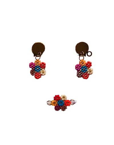 Aretes topo en miyuki con pulsera