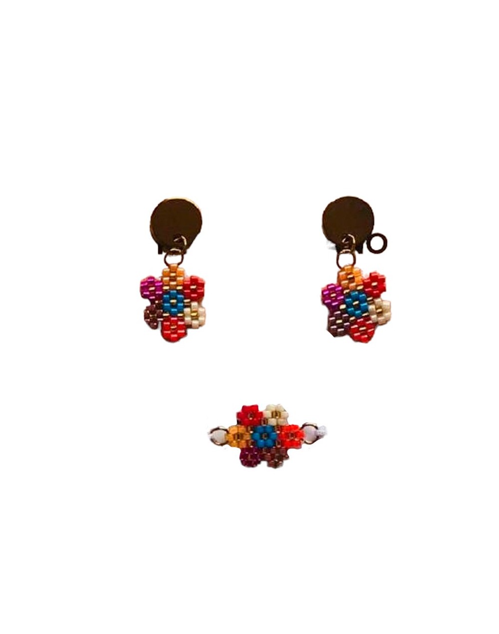Aretes topo en miyuki con pulsera