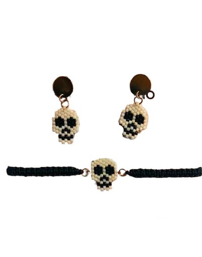 Aretes topo en miyuki con pulsera