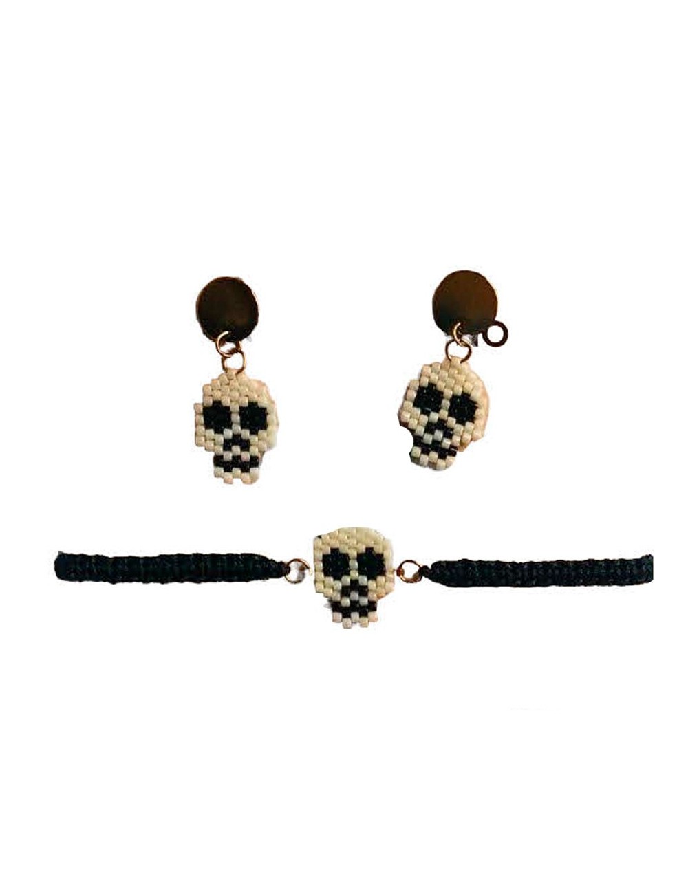 Aretes topo en miyuki con pulsera