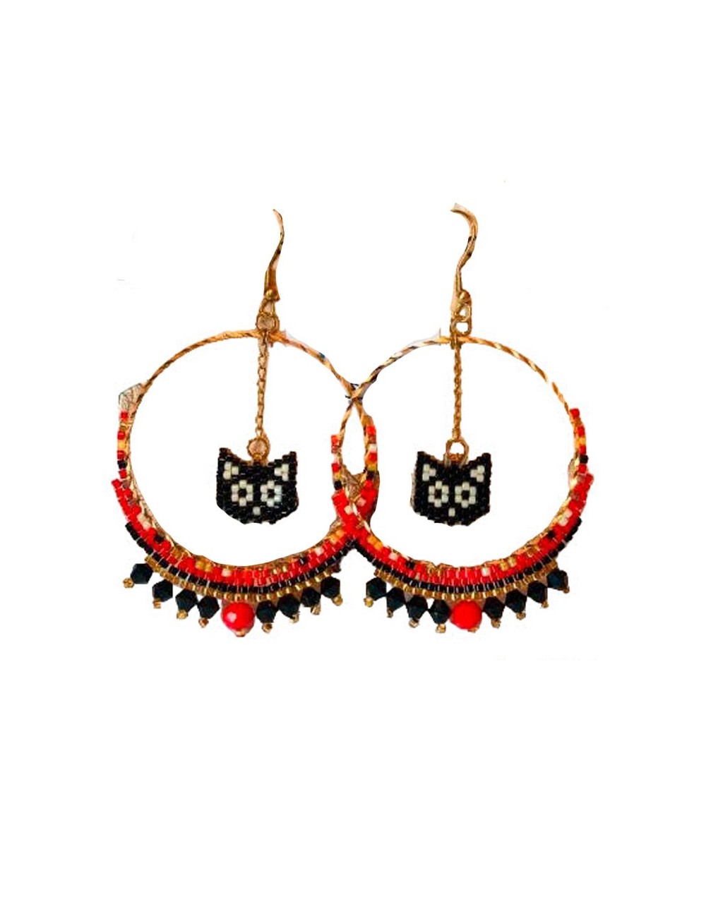Aretes en aro con miyuki